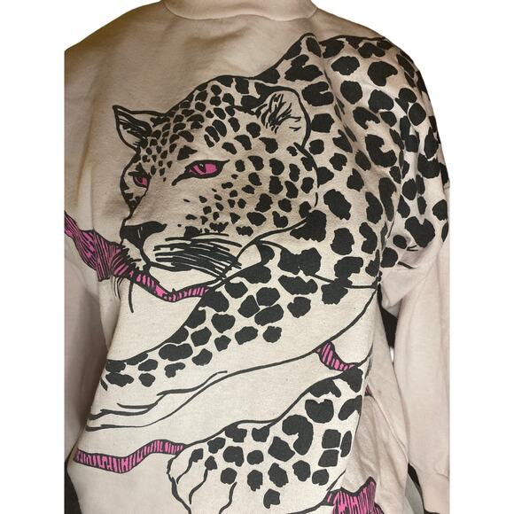 VTG JIK cat cougar pink sweatshirt M - Picture 3 of 10